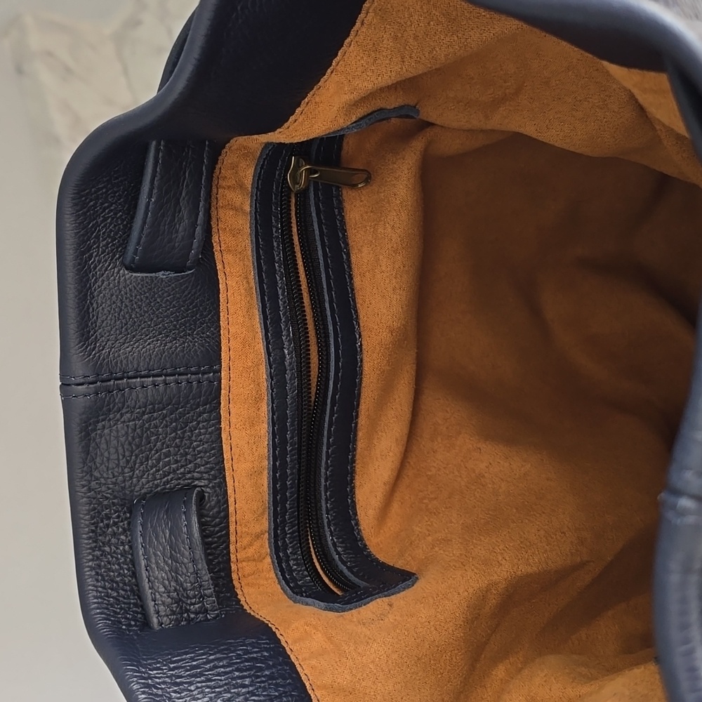 Blue Leather Backpack - Picture 7 of 13